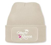 Prozente Momente Schorle Queen - Beanie | Strickmütze | Wollmütze | Beanie mit Druck | lustige Sprüche | Apres-Ski | Winter | Beige