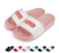 Prozente Momente Trinken ist auch Sport Badelatschen | Slipper | Schlappen | Hausschuhe | Pantoletten | Unisex | Malle | JGA | Geschenkidee | rutschfest | Rosa | Größe 40