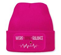 Prozente Momente Work Wine Balance - Beanie | Strickmütze | Wollmütze | Beanie mit Druck | lustige Sprüche | Apres-Ski | Winter | Pink