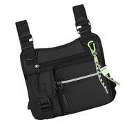 Pruojhw Brusttasche, vielseitig, verstellbar | Multifunktionsjacke, bequem, 3D-Schnitt, mit mehreren Taschen, für Sport, Outdoor, Fitness, Fitnessstudio, Wandern, Schwarz , Se référer au descriptif