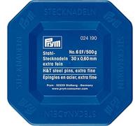 Prym 024190 Stecknadeln, 0,60 x 30mm, silberfarbig, 500g, Kunststoffdose, Stahl, 30 x 0,6mm