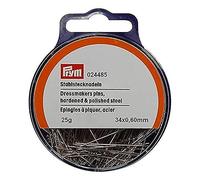 Prym Stecknadeln, 0,60 x 34mm, silberfarbig, 25g, Dose mit Aufhänger, Stahl, 34 x 0,6mm