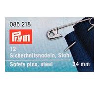 Prym 085218 Sicherheitsnadeln, 34mm, silberfarbig, 12 Stück, Stahl