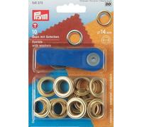 PRYM 10 Ösen Set mit Scheiben 14mm u. Befestigungs Werkzeug 18292p NEU