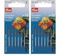 Prym 125553 Sticknadeln mit Sp. ST 24 0,80 x 37 mm silberfarbig, Silber (Packung mit 2)