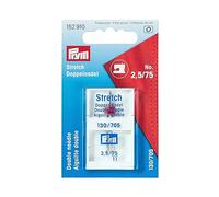 Prym 152910 Doppel-Nähmaschinennadel Stretch, 130/705, 75/2,5mm, silberfarbig, No. 75