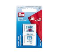 Prym 152911 Doppel-Nähmaschinennadel Stretch, 130/705, 75/4,0mm, silberfarbig, No. 70-100