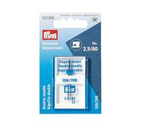 Prym 152916 Doppel-Nähmaschinennadel Universal, 130/705, 80/2,5mm, silberfarbig, No. 2,5