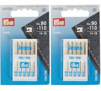 Prym 154520 Nähmaschinendeln Jeans, 130/705, No. 90-110, sortiert, Silberfarbig (Packung mit 2)