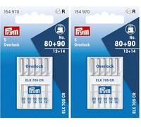 Prym 154970 Nähmaschinennadeln Overlock, No. 80-90, Sortiert, Silber (Packung mit 2)