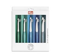 Prym 218441 Wollhäkelnadel Set 7,0-12,0 mm, prym.ergonomics, ergonomischer Griff, mehrfarbig, 7 mm - 12 mm
