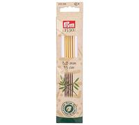 Prym 222202-1 Stricknadeln aus Bambus mit Doppelspitze und Handschuh, 15 cm, 3,00 mm, Natur, 3