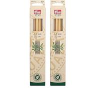 Prym 222215-1 Stricknadeln aus Bambus mit Doppelspitze und Handschuh, 20 cm, 4,50 mm, Holzfarben, 4,5 mm (Packung mit 2)