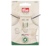 Prym 223990 Natural Kunststoffseil & Zubehör, 360° drehbar, 40 cm | Austauschbares Seil für Rundstrickstricknadeln & Tunesische Häkelnadeln, braun