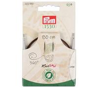 Prym 223992 Natural Kunststoffseil & Zubehör, 360° drehbar, 80 cm | Austauschbares Seil für Rundstrickstricknadeln & Tunesische Häkelnadeln