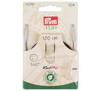 Prym Kunststoffseil Natural 223993 – 100cm, 360°drehbar – Austauschbar für Rundstrick-/Häkelnadeln