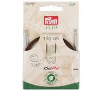 Prym 223995 Natural Kunststoffseil & Zubehör, 360° drehbar, 150 cm | Austauschbares Seil für Rundstrickstricknadeln & Tunesische Häkelnadeln, braun