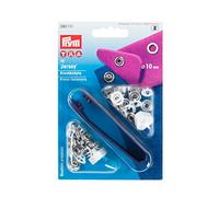 Prym 390111 Nähfrei-Druckknopf Jersey Zackenring Messing 11 mm weiß, Metal