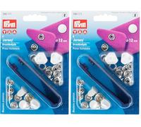 Prym 390171 Nähfrei-Druckknopf Jersey Glatte Kappe Messing 12 mm Weiß, Metal (Packung mit 2)