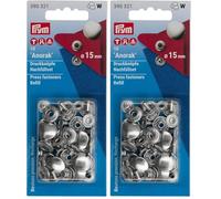Prym 390321 Nachfüllp. für 390301 Nähfrei-Druckknopf Anorak Messing 15 mm silberfarbig, Metal, silberfarben (Packung mit 2)