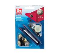 Prym Nähfrei-Druckknopf Anorak Dessin Excursion 20 mm, mattsilber, 100% Messing