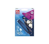 Prym 390611 Nähfrei Jersey Annähoptik VA 12 mm Druckknopf, Messing, weiß, blau, 13 mm
