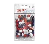 Prym 393603 Love Color Snaps Mini Annähoptik r/w/m Druckknopf, Kunststoff, weiß, rot, marine, 9 mm