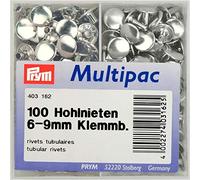 Prym 403162 Hohlnieten, Silver, 6-9 mm, silberfarbig, 100 Stück