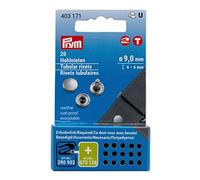 Prym Hohlnieten Klemmbereich 4-6 mm aus Messing, silberfarbig, 20 Stück