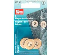 3 Magnet-Annähknöpfe gold 19 mm