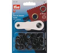 Prym Ösen und Scheiben 541381 – Messing 11 mm brüniert – 15 St. inkl. Werkzeug