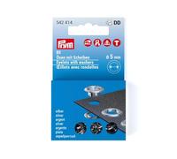 Prym 542414 Ösen mit Scheiben Nachfüllset, silberfarbig Stück, Ø 5 mm, 80