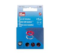 Prym Ösen mit Scheiben 542522 – 8 mm rot-silberfarbig, 32 St. kompatibel mit dem Vario Creative Tool