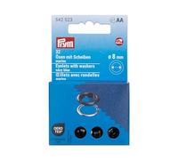 Prym Ösen mit Scheiben, 8 mm, marine/silberfarbig, 32 St., kompatibel mit Vario Creative Tool