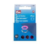 Prym 542529 Ösen mit Scheiben, 8 mm, pink/silberfarbig, kompatibel mit dem Vario Creative Tool