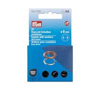 Prym Ösen mit Scheiben 542530, 8 mm, dunkelbraun/silberfarbig, 32 St. für Vario Creative Tool