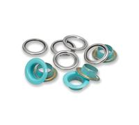 Prym Ösen mit Scheiben 542547 – Ø 11 mm, 20 St., mint/silberfarbig, für Vario Creative Tool