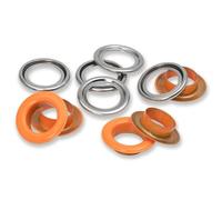 Prym Ösen mit Scheiben 542566 Ø 14 mm orange/silberfarbig 15 St. verarbeitbar mit Vario Creative Tool