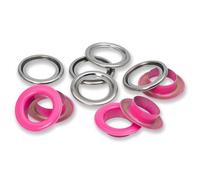 Prym 542569 542542 Ösen mit Scheiben, 11 mm, rot/silberfarbig, vearbeitbar mit dem Vario Creative Tool, pink, Ø 14 mm, 15