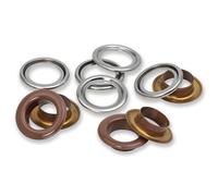 Prym Ösen mit Scheiben 542570 – 14 mm – Dunkelbraun/silberfarbig – 15 St.