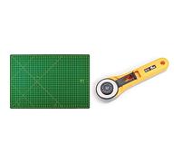 Prym 611382 Schneideunterlage cm/inch-Einteilung, 90x60cm & Rollschneider Maxi Olfa- Rollenschneider, Ø 45 mm, 1 Stück