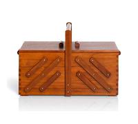 Prym 612551 Nähkasten aus dunklem Holz, L - Hochwertige Holzbox mit Ziehharmonika-System, ideal zur Aufbewahrung von Nähzubehör, Garnrollen, Nadeln & Zubehör