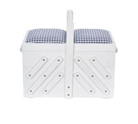 Prym 612578 Holz M weiß mit Stoff Nähkasten