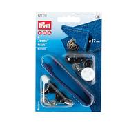PRYM 622210 Nähfrei-Jeans-Knöpfe American Star Messing 17 mm altsilber, Antiksilber.