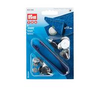 Prym 622240 Nähfrei-Jeans-Knöpfe glatt Messing 17 mm silberfarbig, 8 Stück