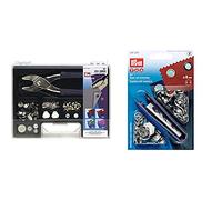 Prym 651420 Vario Plus Sortimentskasten nähfrei & 541374 Ösen und Scheiben 8,0 mm, Messing silberfarbig