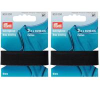 Prym 903000 Schrägband Baumwolle, schwarz, 100% CO, Falzung 20 mm falzung: 40/20 mm | 3 m (Packung mit 2)