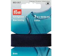 Prym 903057 Schrägband Baumwolle, 40/20 mm, 3 m, Marine, 100% CO, Falzung, 20 mm Falzung: 40/20 mm | 3 m
