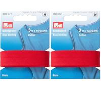Prym 903071 Schrägband Baumwolle, rot, 100% CO, Falzung 20 mm falzung: 40/20 mm | 3 m (Packung mit 2)