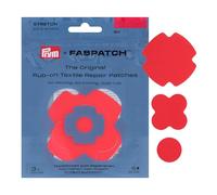 Prym 921008 FabPatch STRETCH Rub-on Patch Rot (3 Stück) - Selbstklebende bi-elastische Reparaturflicken für Sportbekleidung, Leggings, Jacken & Sneaker - Textilreparatur ohne Nähen & Bügeln